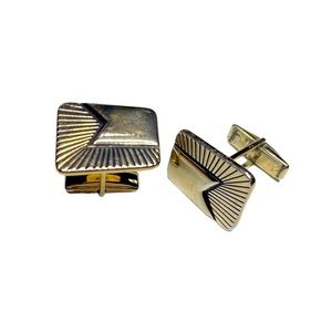 Gold tone cuff links asymmetrical dimensional vintage PAT PEND